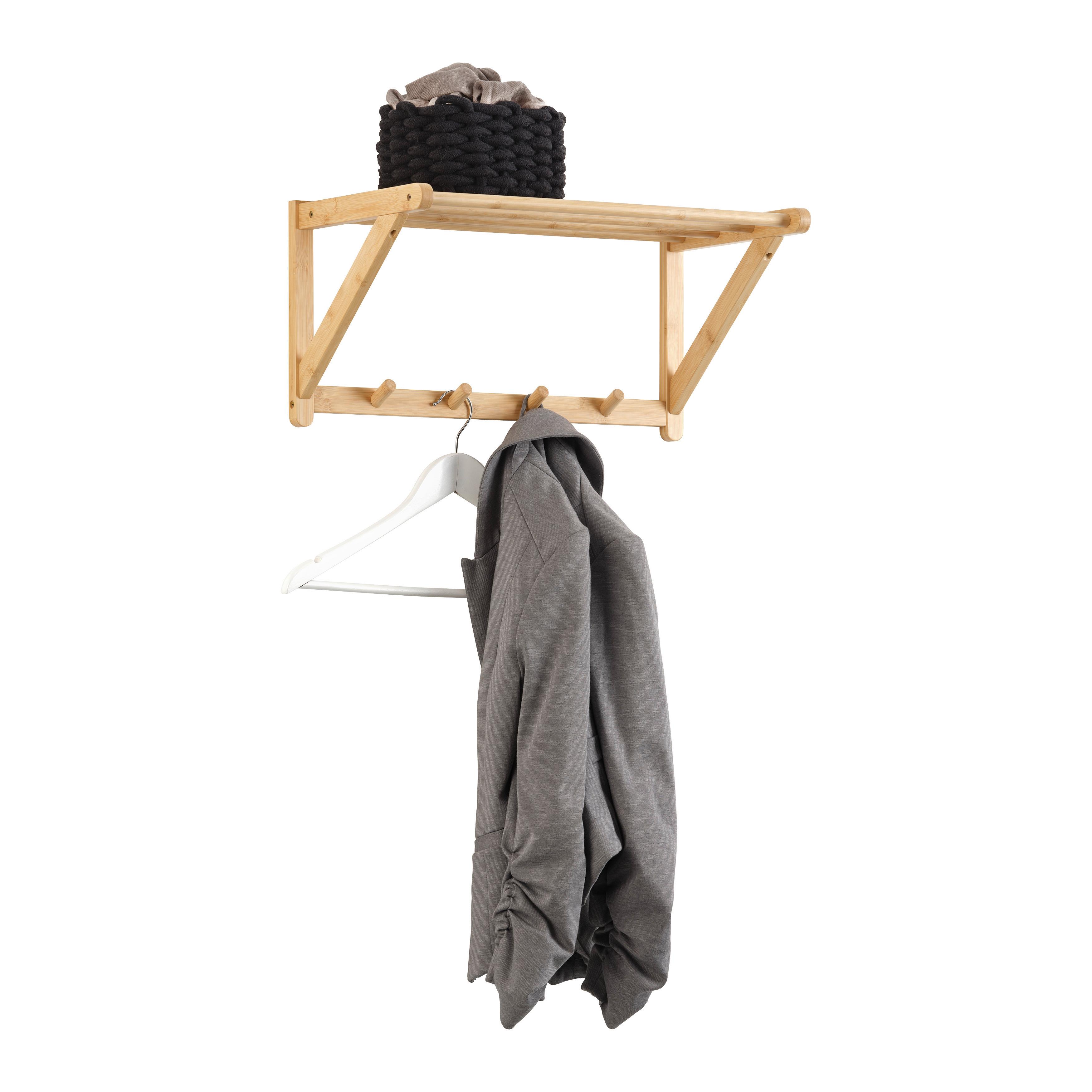 Nástenný vešiak BONNIE, bambus - prírodná farba, Konventionell, drevo (51/25/28cm) - Based