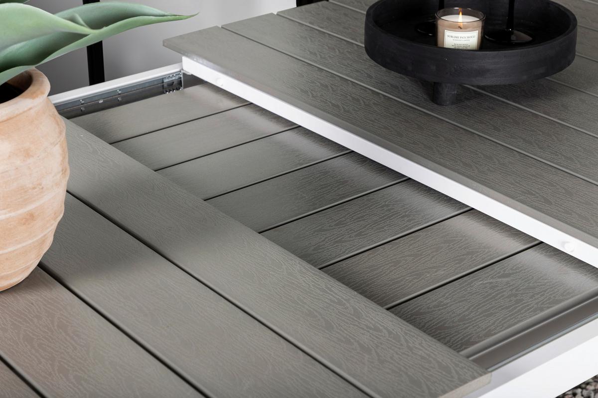 Gartentisch Levels - Weiß/Grau, KONVENTIONELL, Metall (160/100/75cm) - Gardenson