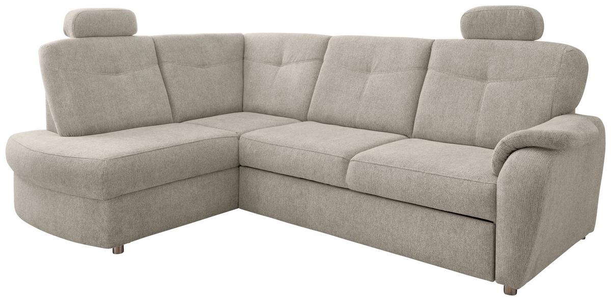 Eckschlafsofa Rosali, Beige S: 180x264 Cm - Chromfarben/Beige, MODERN, Textil (180/264cm) - Livetastic