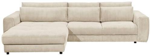 Ecksofa Barura 2s. Urc Creme S: 194/333 cm - Creme/Schwarz, KONVENTIONELL, Holzwerkstoff/Textil (194/333cm) - MID.YOU
