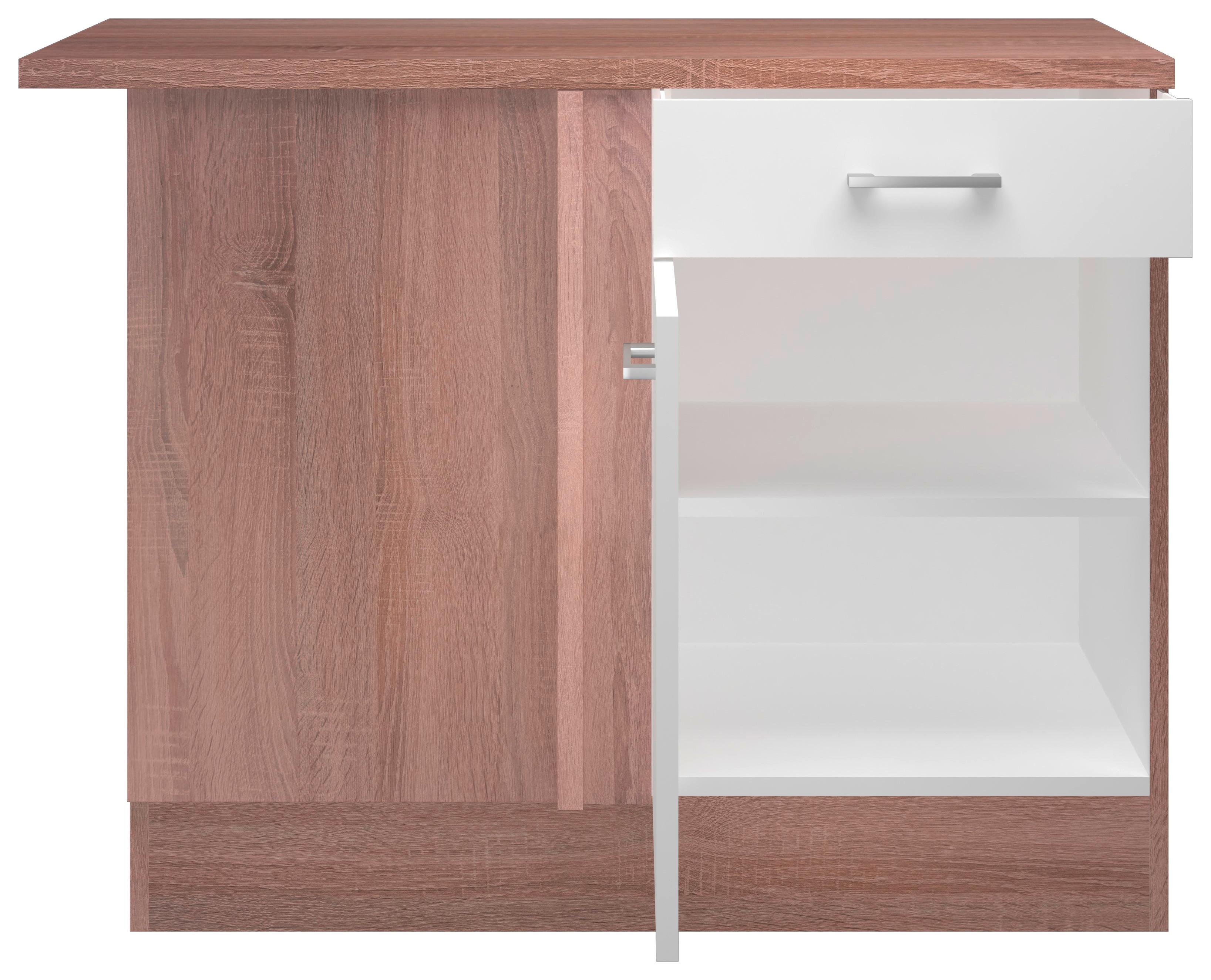 Rohová Spodní Skříňka Samoa Uebe 110 - bílá/barvy dubu, Konvenční, kompozitní dřevo/plast (110/85/57cm)
