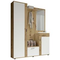Garderobe Hanna Eiche Artisan/Weiß B: 145 cm - Weiß/Eiche Artisan, Design, Holzwerkstoff (145/184/29cm) - MID.YOU