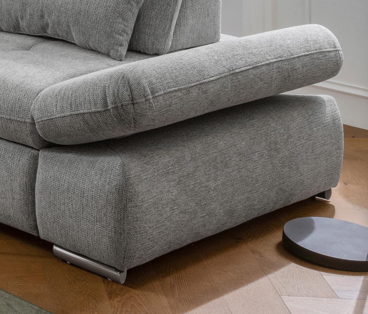 Ecksofa mit Schlaffunktion Dalida Silberfarben - Chromfarben/Silberfarben, Design, Textil (254/280cm) - Livetastic