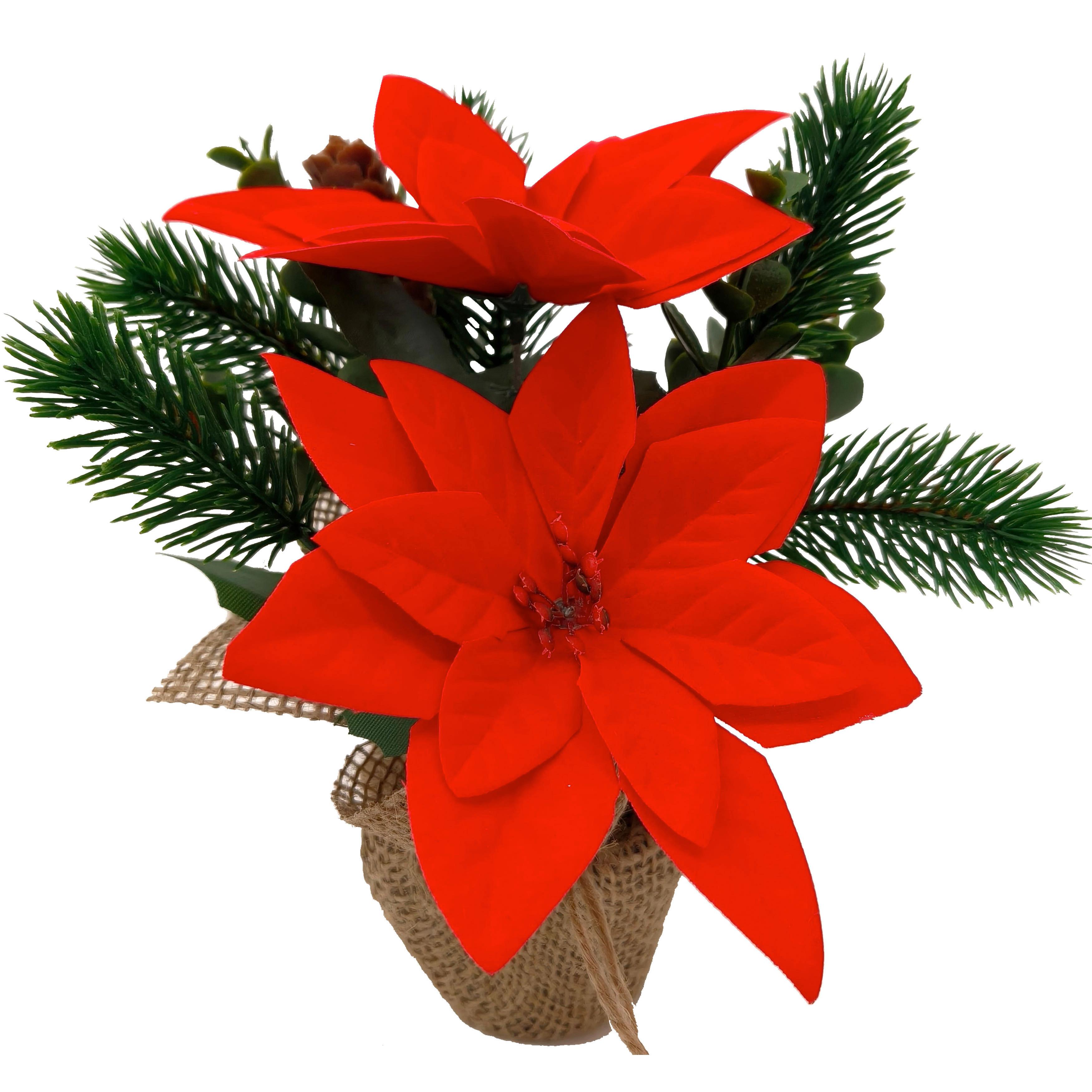 KUNSTBLUME Lara H: 22 cm - Rot/Schwarz, KONVENTIONELL, Kunststoff (10/22cm) - Luca Bessoni