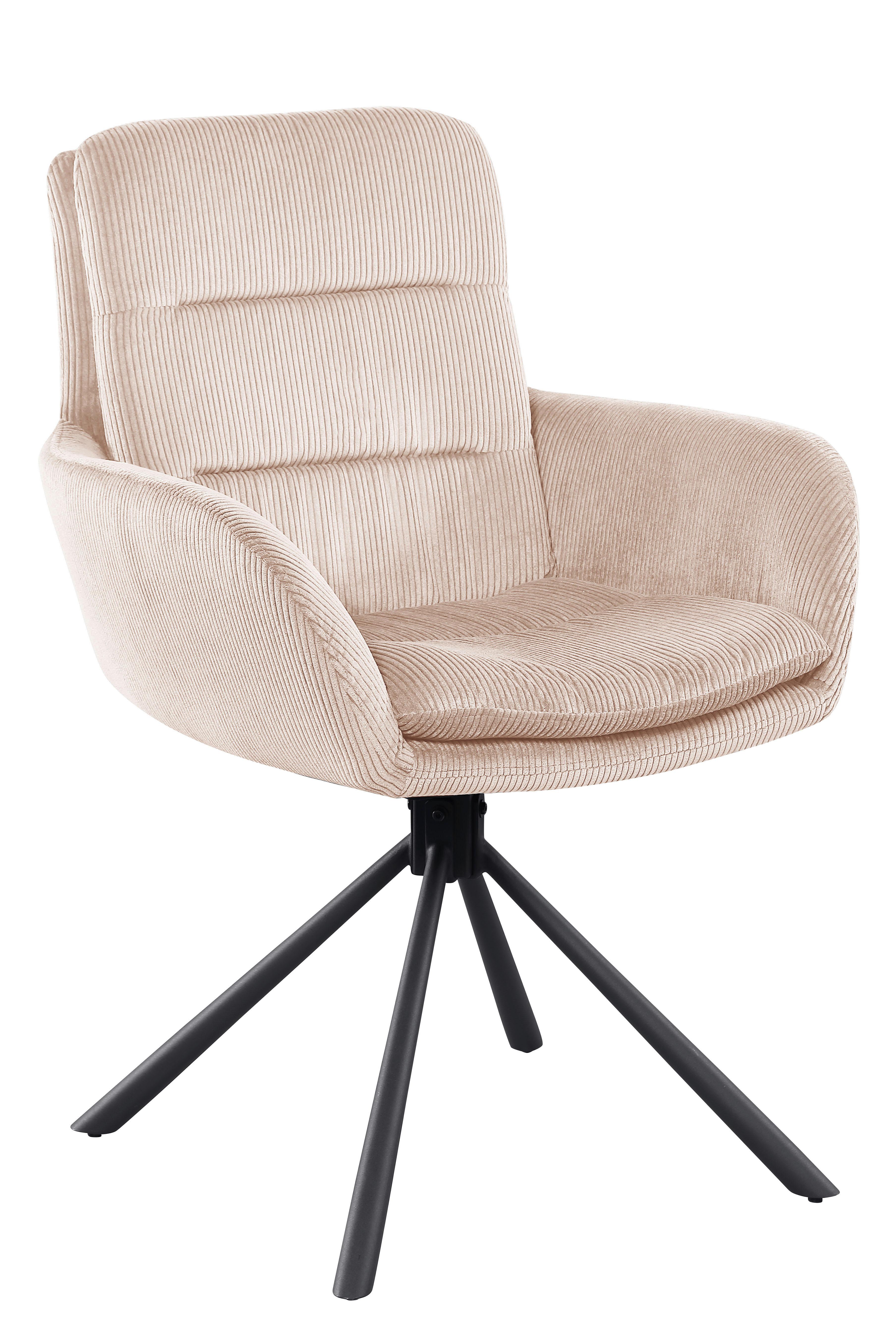 Armlehnstuhl Beige B: 60cm - Beige/Schwarz, MODERN, Textil/Metall (60/89/64cm) - Livetastic