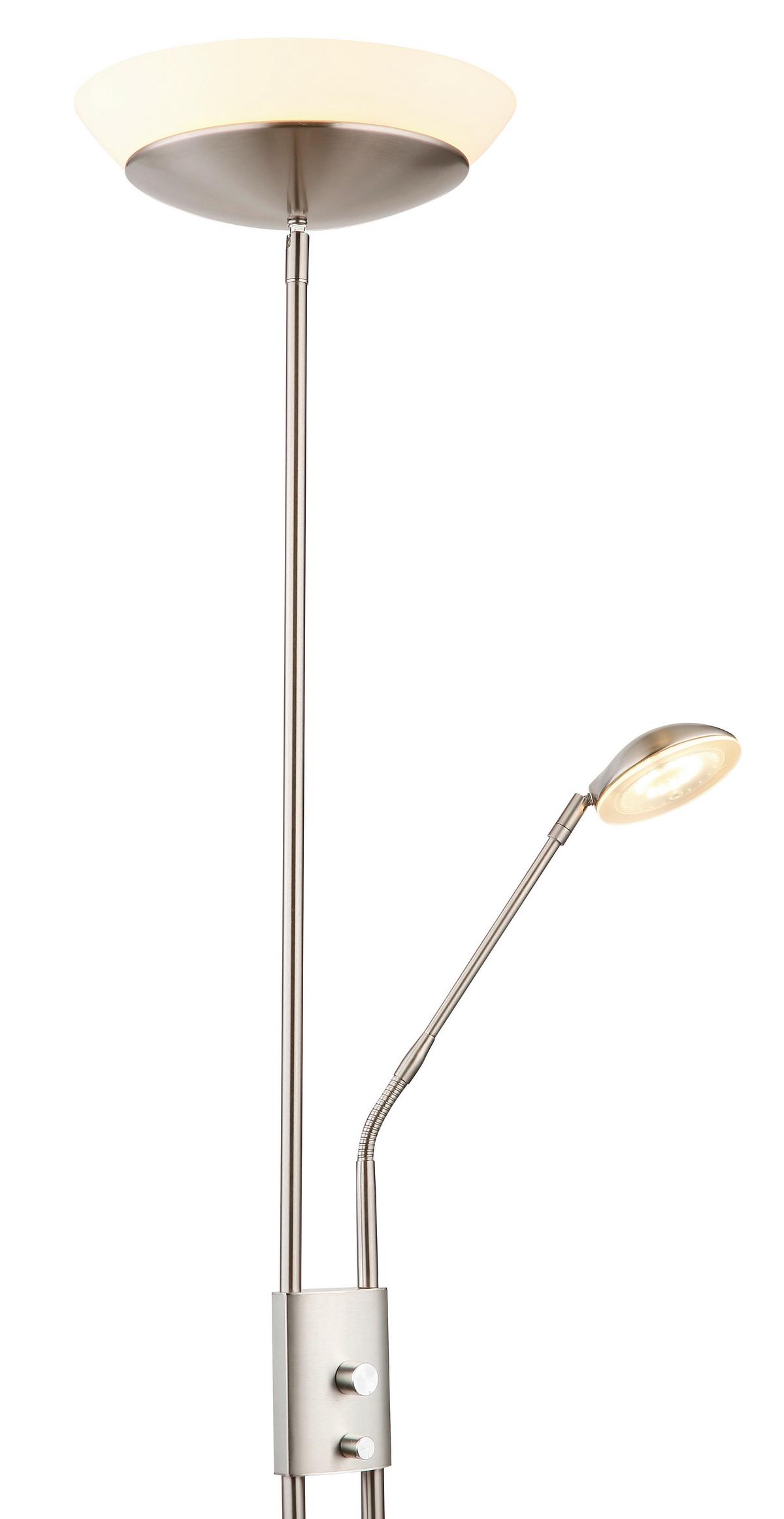 LED-Deckenfluter 58009n - Opal/Nickelfarben, KONVENTIONELL, Glas/Kunststoff (29/180cm) - Globo
