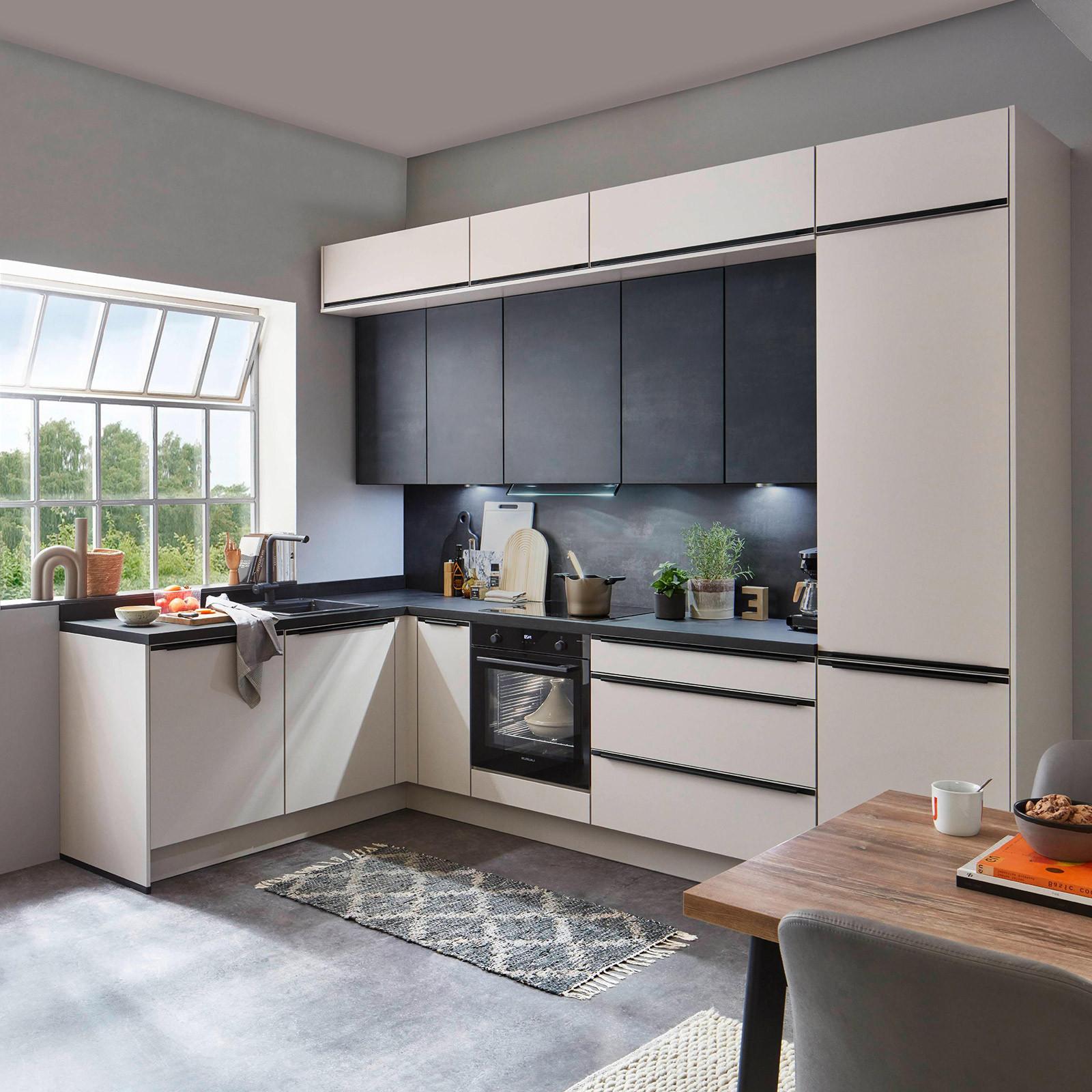 ECKKÜCHE LAS VEGAS - Sandfarben/Dunkelgrau, MODERN, Holzwerkstoff (187/307cm) - Vertico