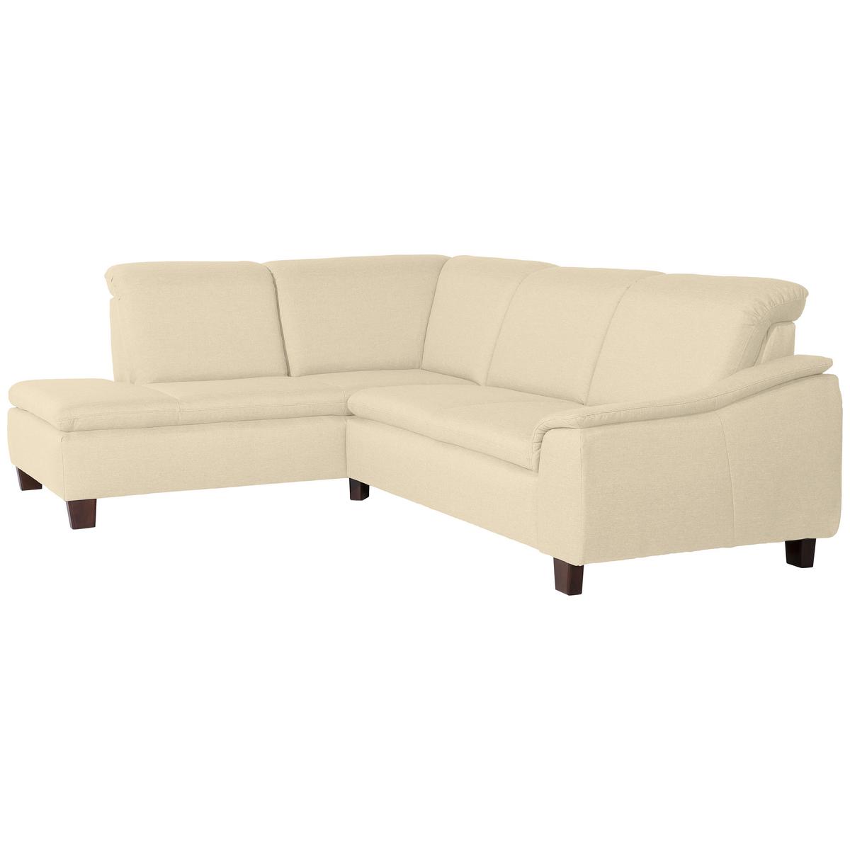 Ecksofa Aaron Beige Flachgewebe - Beige/Nussbaumfarben, Design, Textil (247/82/187cm) - Max Winzer