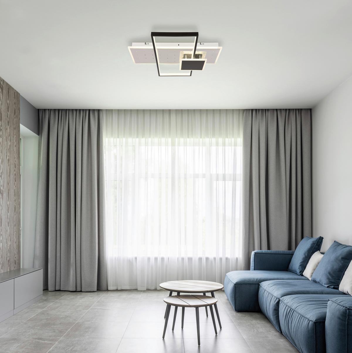 LED-Deckenleuchte 67146 - Opal/Schwarz, Design, Kunststoff/Metall (50/50/7,2cm) - Globo