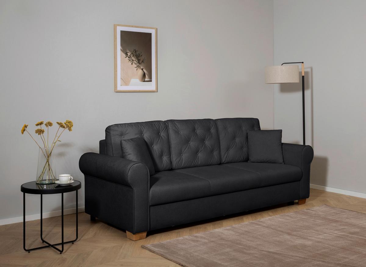 Schlafsofa Arles, Anthrazit 75 B: 240 Cm - Anthrazit/Buchefarben, Design, Textil (240/94/98cm) - MID.YOU