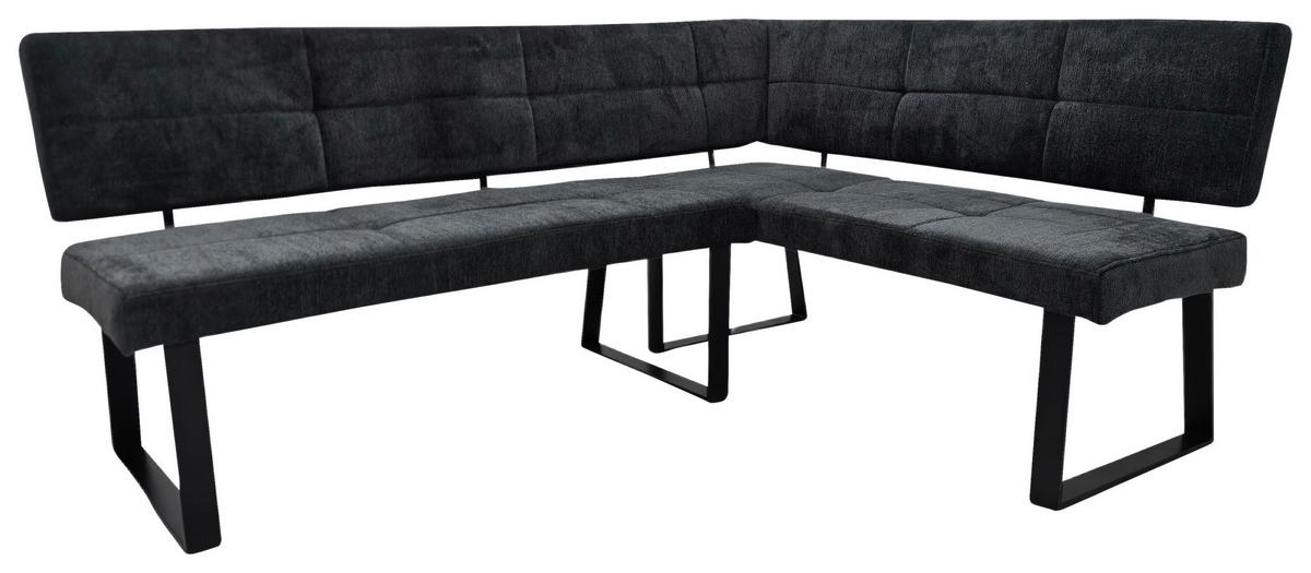 Eckbank Magnus Dunkelgrau, S: 193x141 cm - Dunkelgrau/Schwarz, LIFESTYLE, Textil/Metall (193/141cm) - MID.YOU