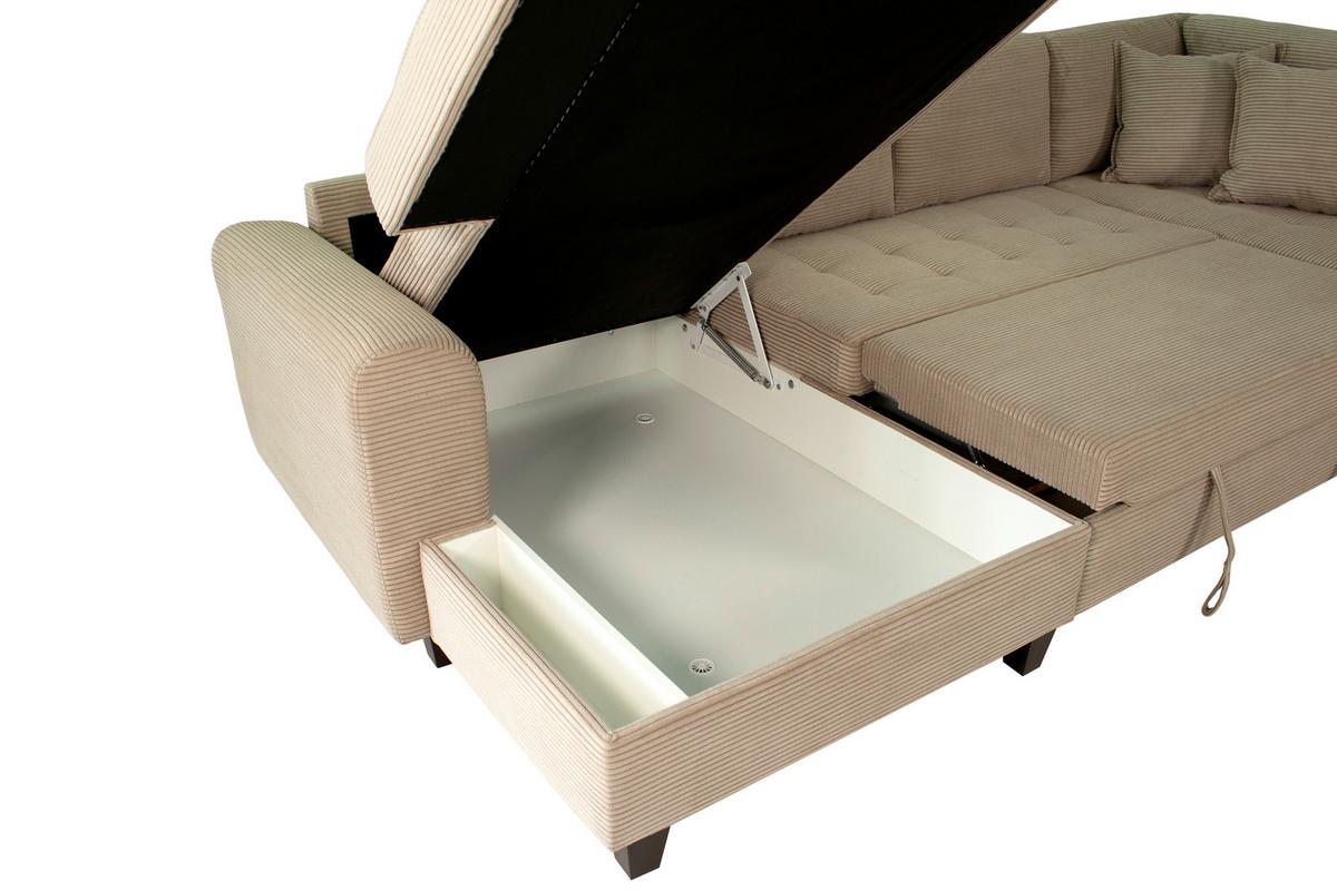 Wohnlandschaft Moritz Graubraun U-Form:155x324x178cm - Graubraun, Trend, Textil (155/324/178cm)