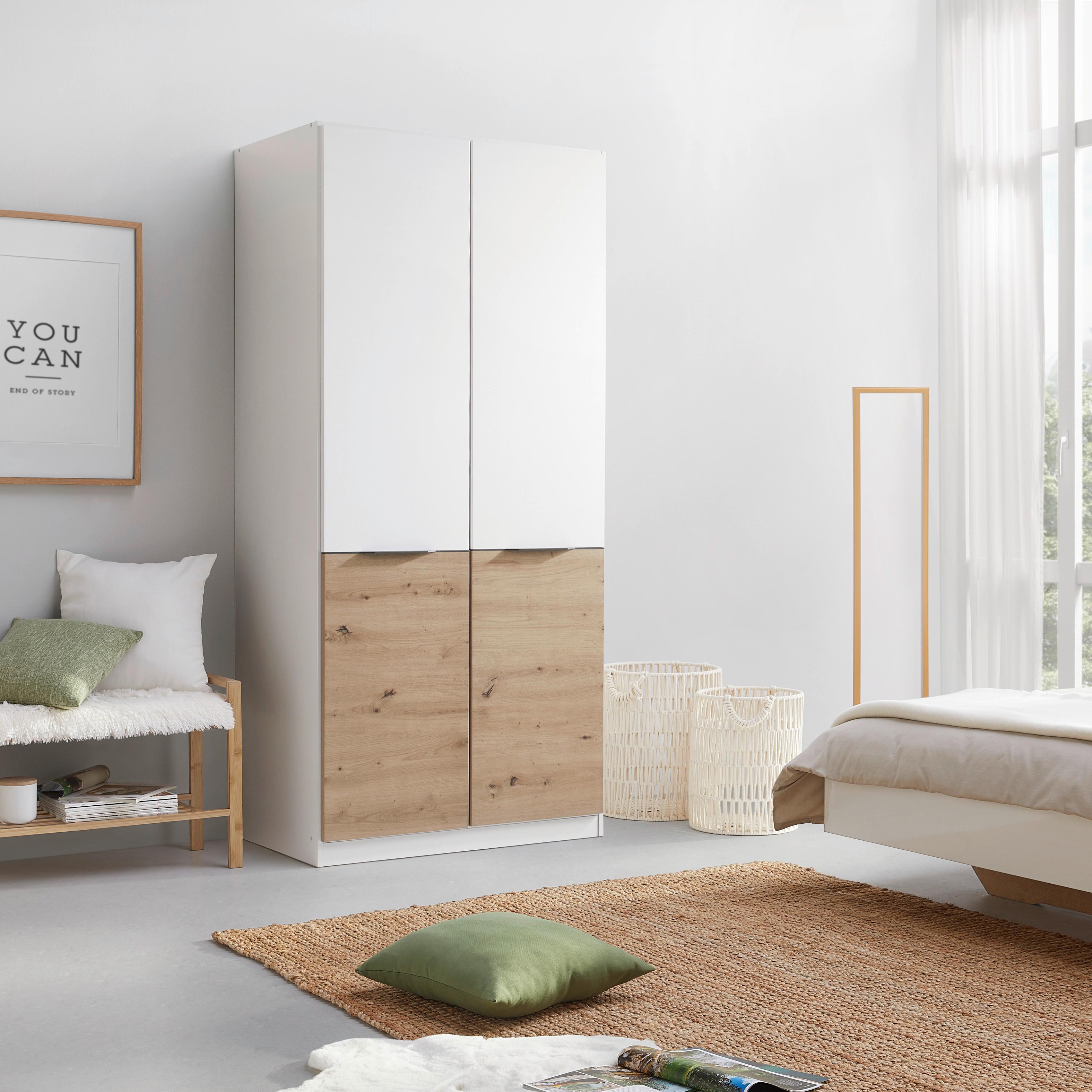 ŠATNÍ SKŘÍŇ S OTOČNÝMI DVEŘMI MAX-EXTRA - bílá/šedá, Konvenční, kompozitní dřevo/plast (91/197/54cm)
