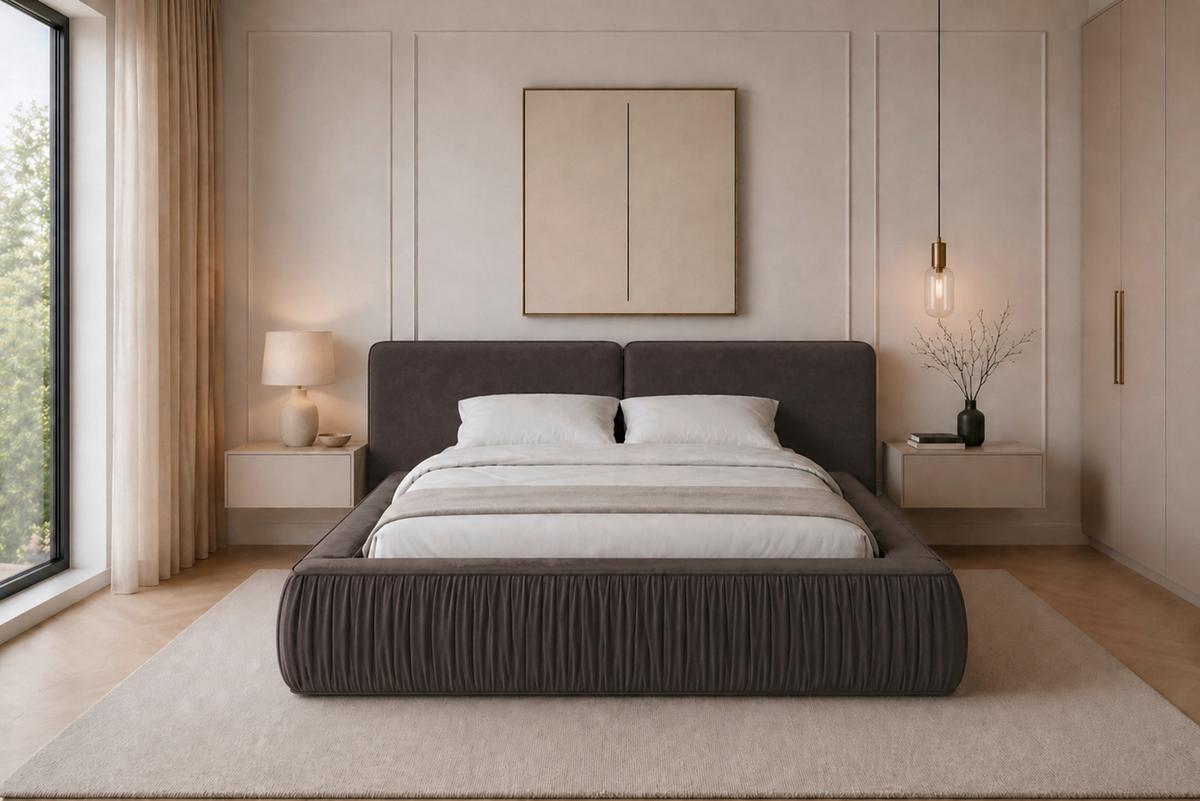 POLSTERBETT Vanessa Braun 160x200cm - Schwarz/Braun, MODERN, Holz/Metall (160/200cm) - MID.YOU