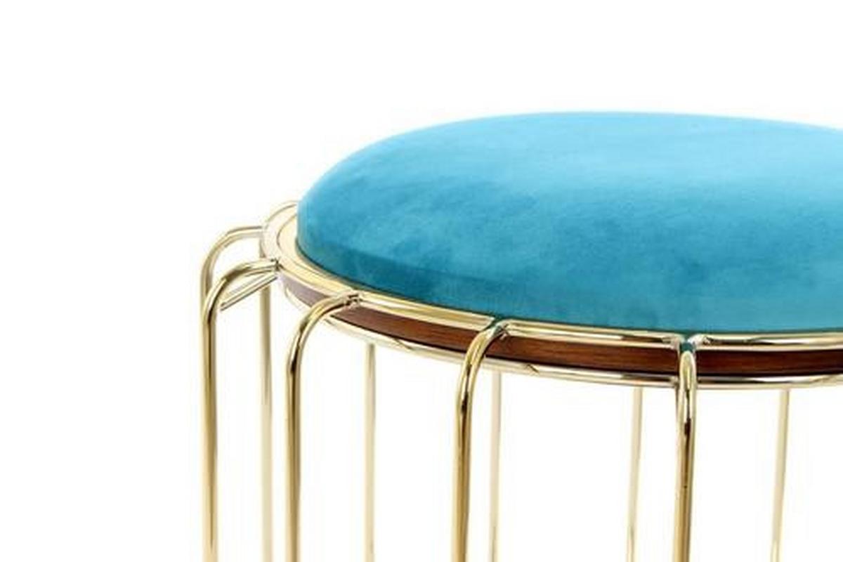 Beistelltisch/Pouf 2 in 1 Comfortable Gold/Türkis - Türkis/Goldfarben, Basics, Glas/Holzwerkstoff (50/45/50cm) - Kayoom