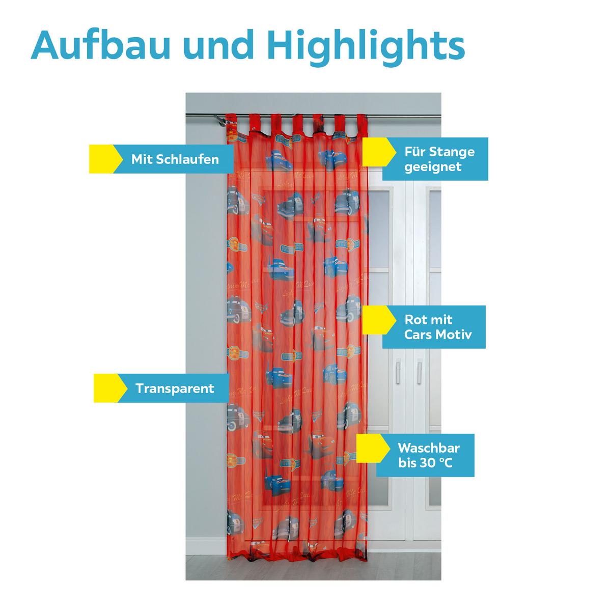 Vorhang Mit Schlaufen Cars 140x250 Cm - Rot, LIFESTYLE, Textil (140/250cm) - Disney