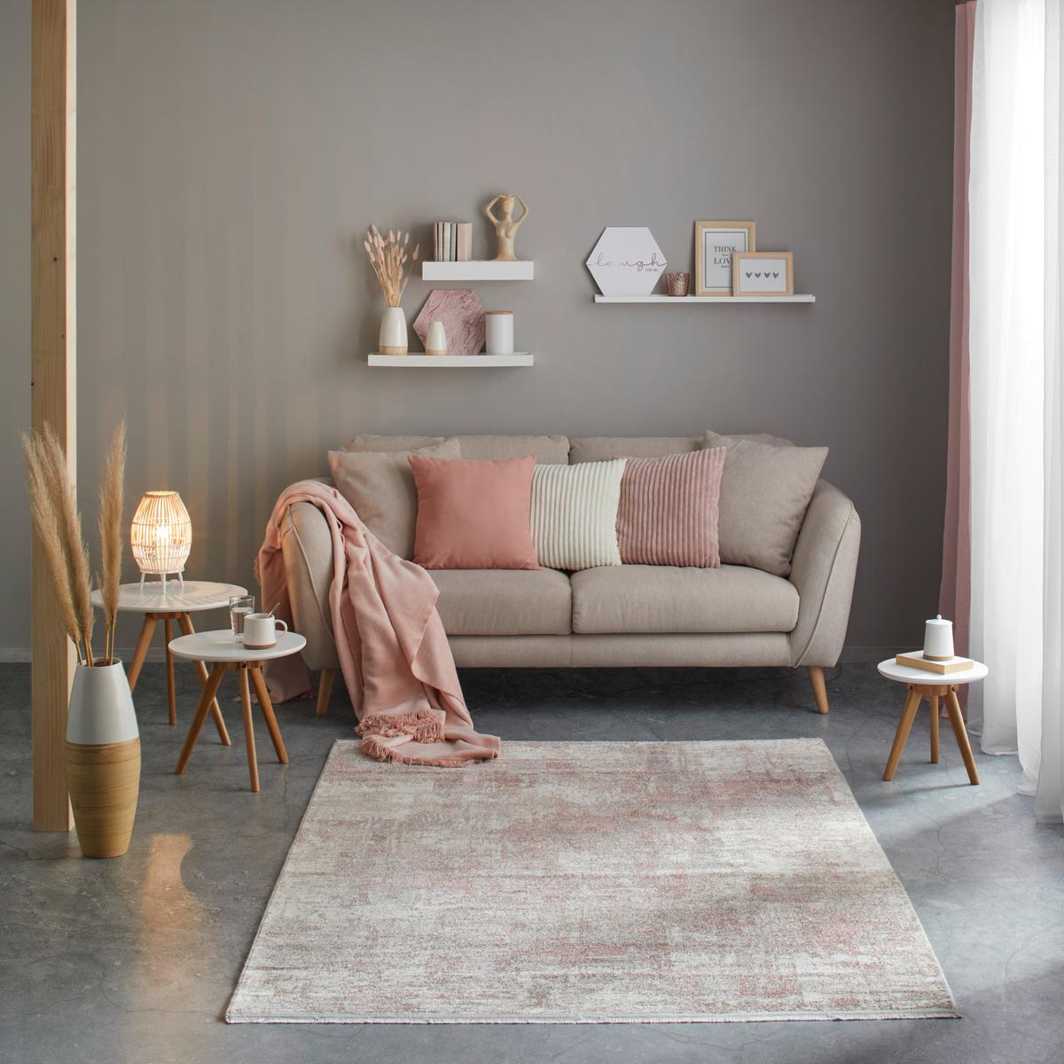 tkaný koberec Malik 1, 80/150 cm - pink/krémová, Modern, textil (80/150cm) - Mömax