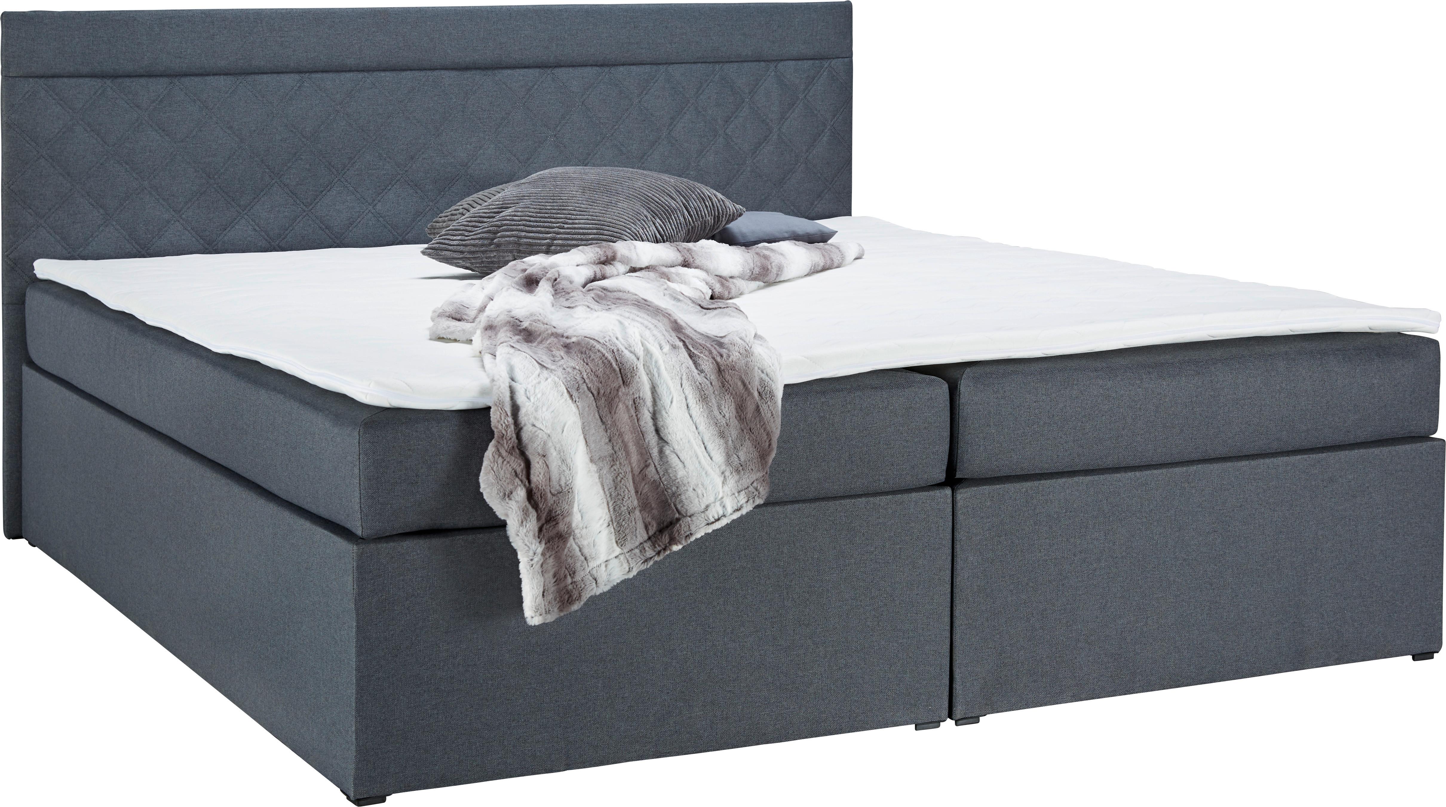 Boxspring Postel S Topperem Rosa, 180x200, Antracitová - antracitová, Moderní, dřevo/textil (180/200cm) - Modern Living