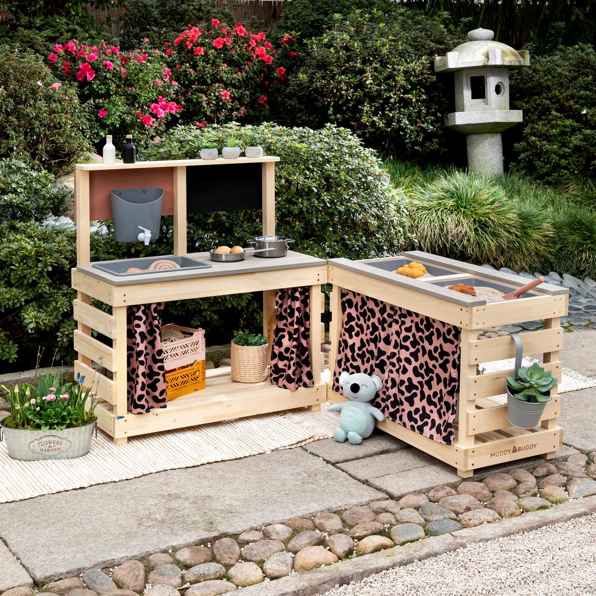 Sand- und Wassertisch Holz, LxBxH: 80x40x55 cm - Birkefarben/Rosa, Basics, Holz (80/40/55cm) - MUDDY BUDDY