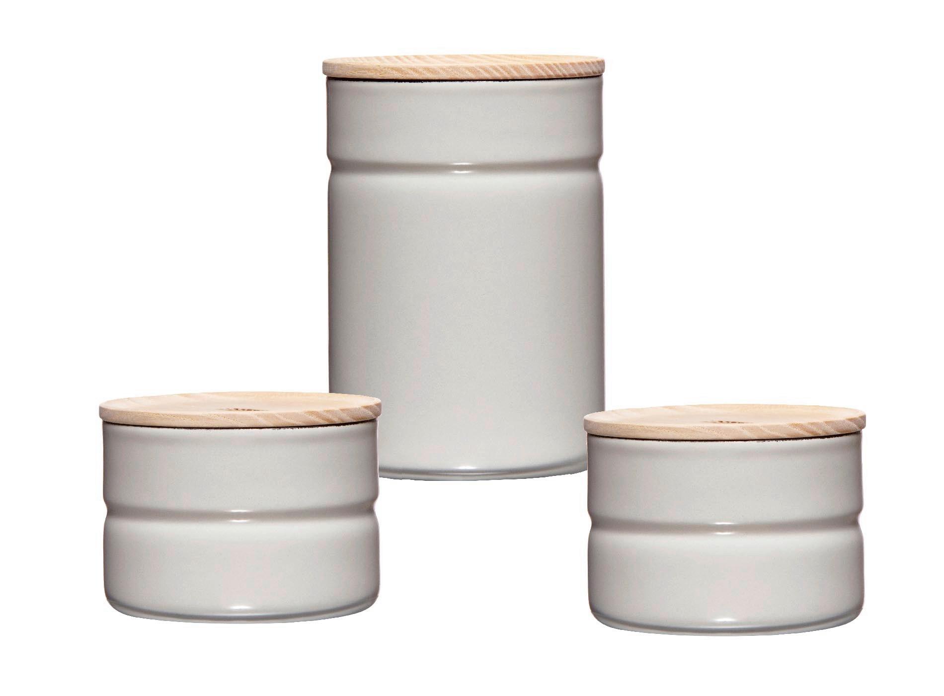 VORRATSDOSENSET 0202-211 KIMA GREY - Eschefarben/Hellgrau, Basics, Holz/Metall - Riess