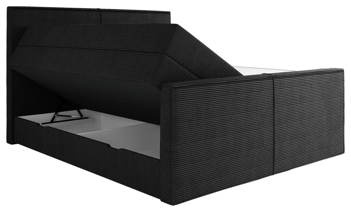 Boxspringbett Rodi Schwarz LF: 160x200 cm - Schwarz, MODERN, Textil (160/200cm) - Livetastic