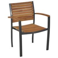 Stapelsessel Santorin - Graphitfarben/Naturfarben, MODERN, Holz/Metall (61/84/42cm) - Gardenson