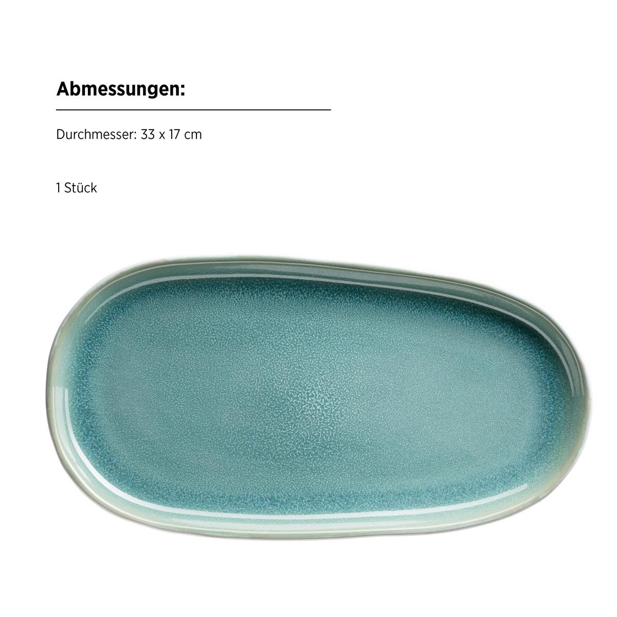 Servierplatten-Set Elea Steinzeug, Hellgrün, 3-teilig - Hellgrün, Basics, Keramik - Mäser