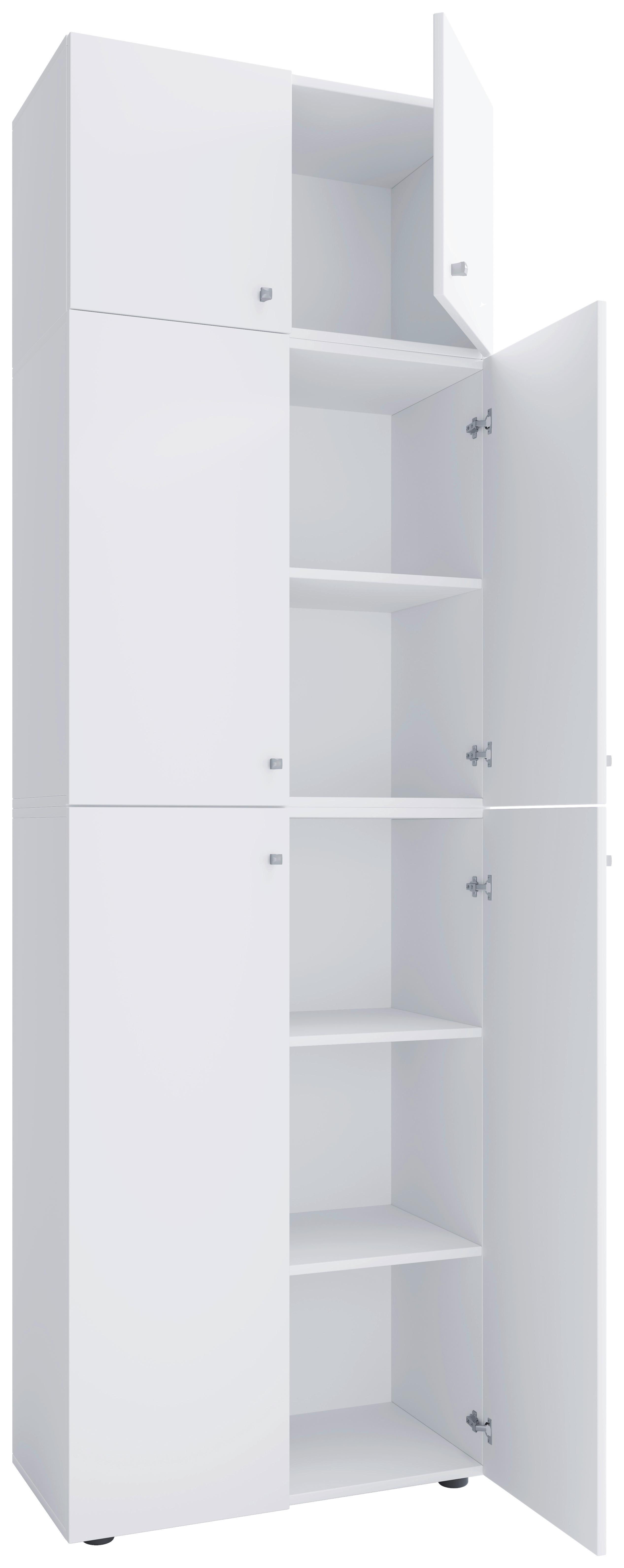 Skrinka na topánky Lona XXL, biela - čierna/sivá, Konventionell, kompozitné drevo/plast (70/223/39cm) - MID.YOU