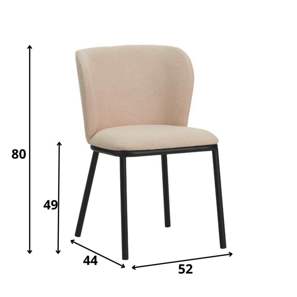 Stuhl-set Bourges Beige B: 52 Cm - Beige/Schwarz, MODERN, Textil/Metall (52/80/44cm) - MID.YOU