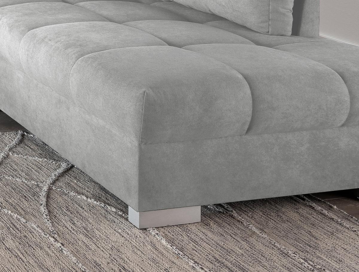 Eckschlafsofa Alvito Hellgrau S: 298/202 cm - Silberfarben/Hellgrau, Design, Textil (298/202cm) - MID.YOU
