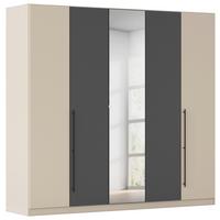 Kleiderschrank Safari mit Spiegel B: 226 cm - Champagner/Grau, KONVENTIONELL, Holzwerkstoff (226/229/54cm)