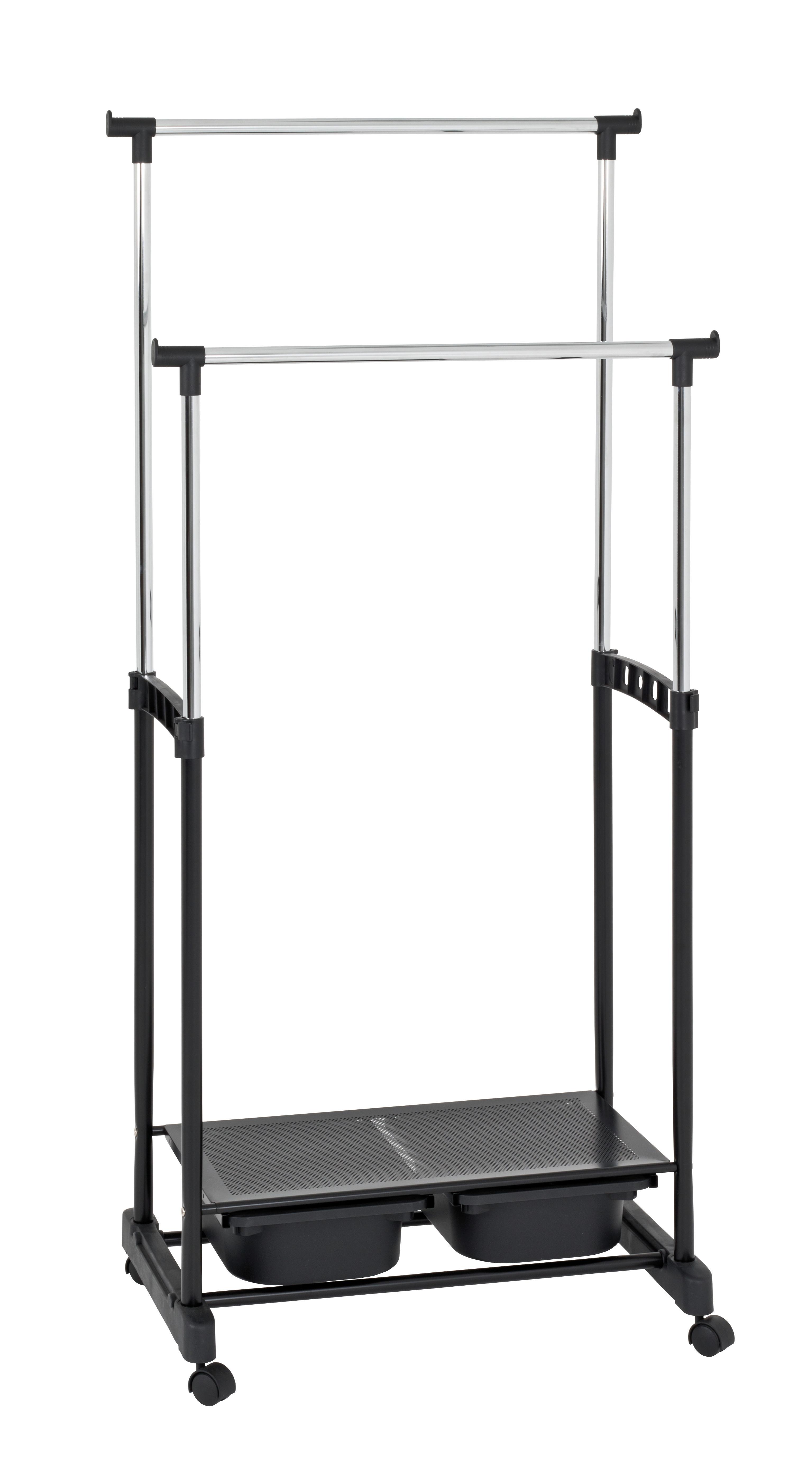 Rollgarderobe Schwarz/Chromfarben - Chromfarben/Schwarz, Basics, Kunststoff/Metall (71/160/43cm)