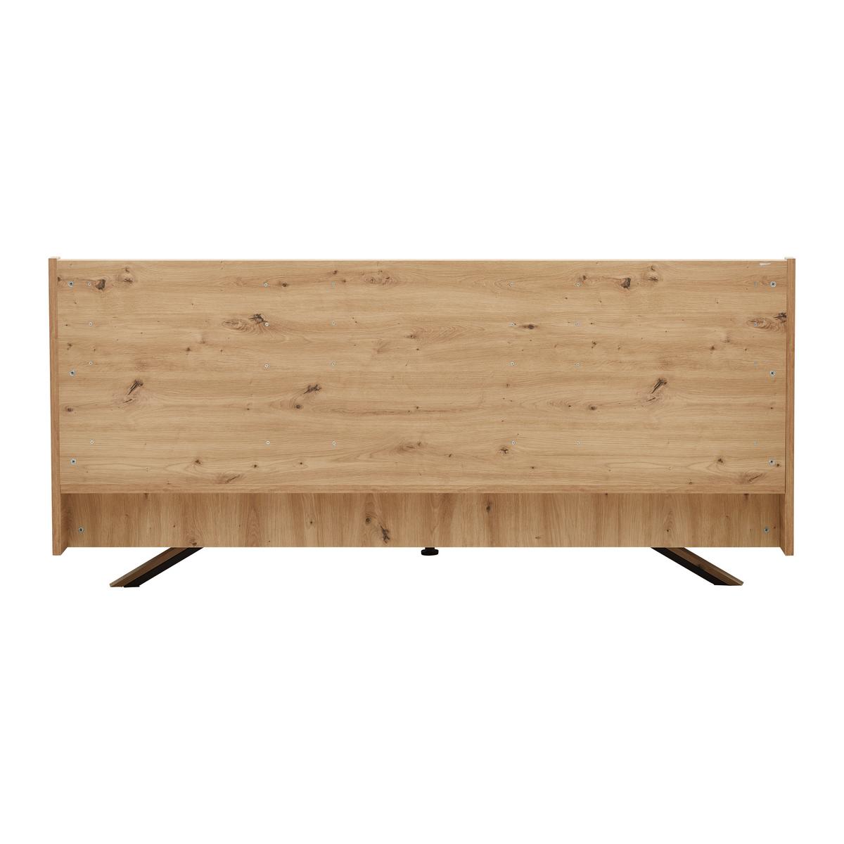 Manželská posteľ Dormio, šampanská/dekor dub 180x200 - čierna/šampanská, Modern, kov/drevo (180/200cm) - Bessagi Home
