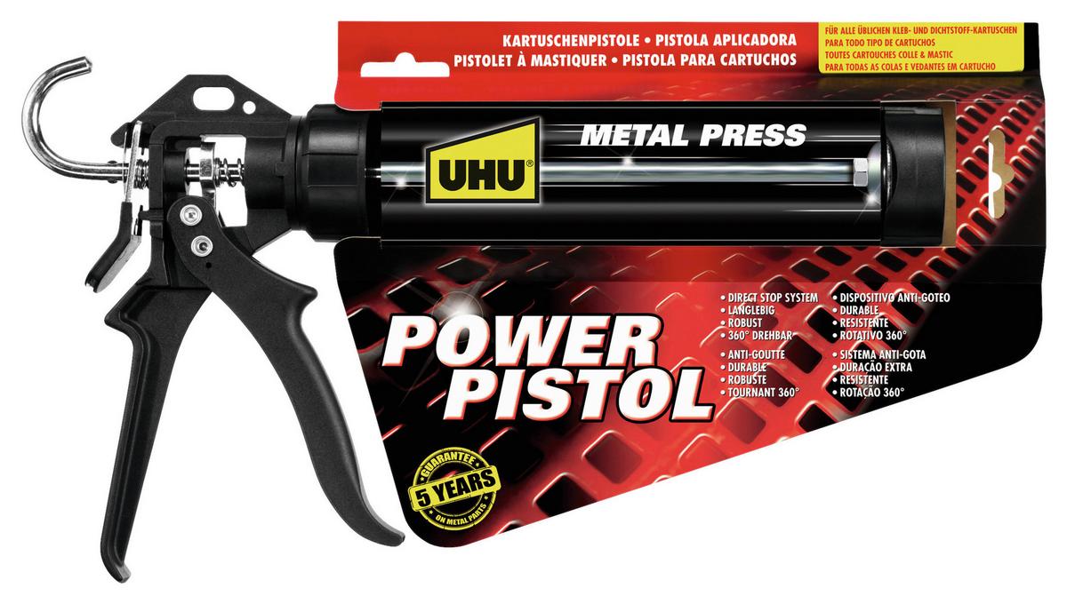 Kartuschenpresse Power Pistol Metall, L: 41 cm - Schwarz, Basics, Metall (41/6,6/24cm) - UHU AUSTRIA
