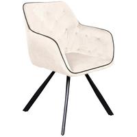 Armlehnstuhl Eann 125 - Creme/Schwarz, MODERN, Textil/Metall (60/85,5/57,5cm) - Kayoom