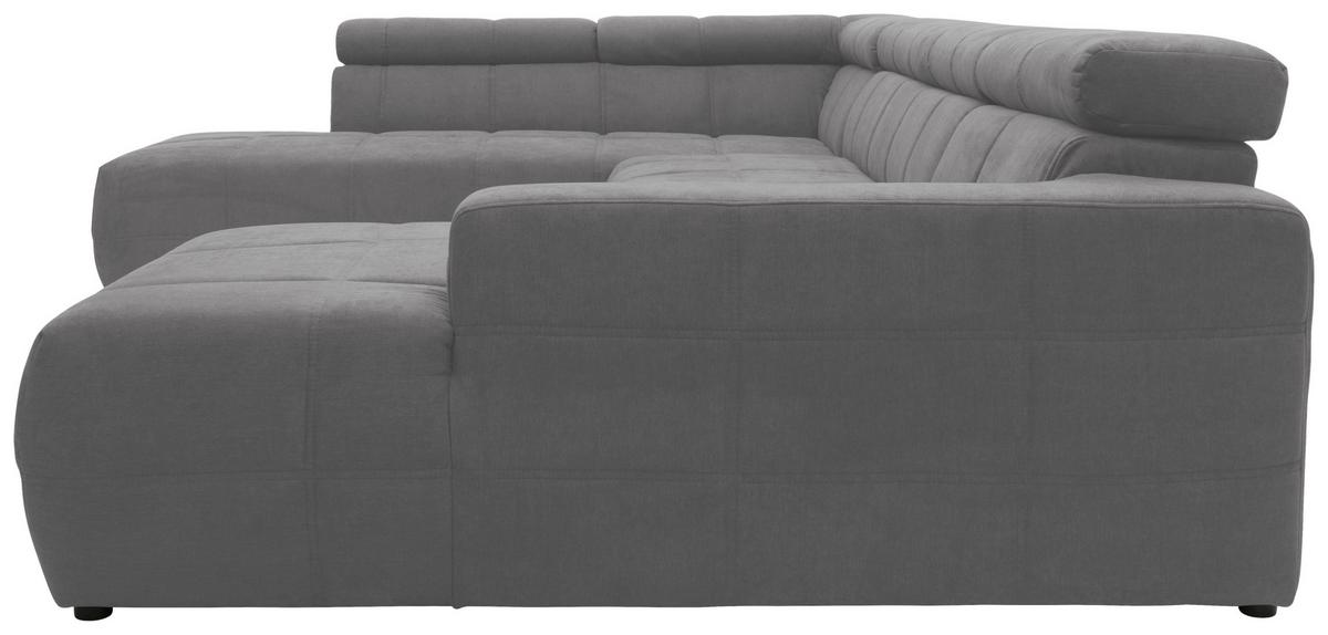 Wohnlandschaft Brandon Kopfteilverstellung Silber - Silberfarben/Schwarz, Design, Textil (228/359/175cm) - MID.YOU