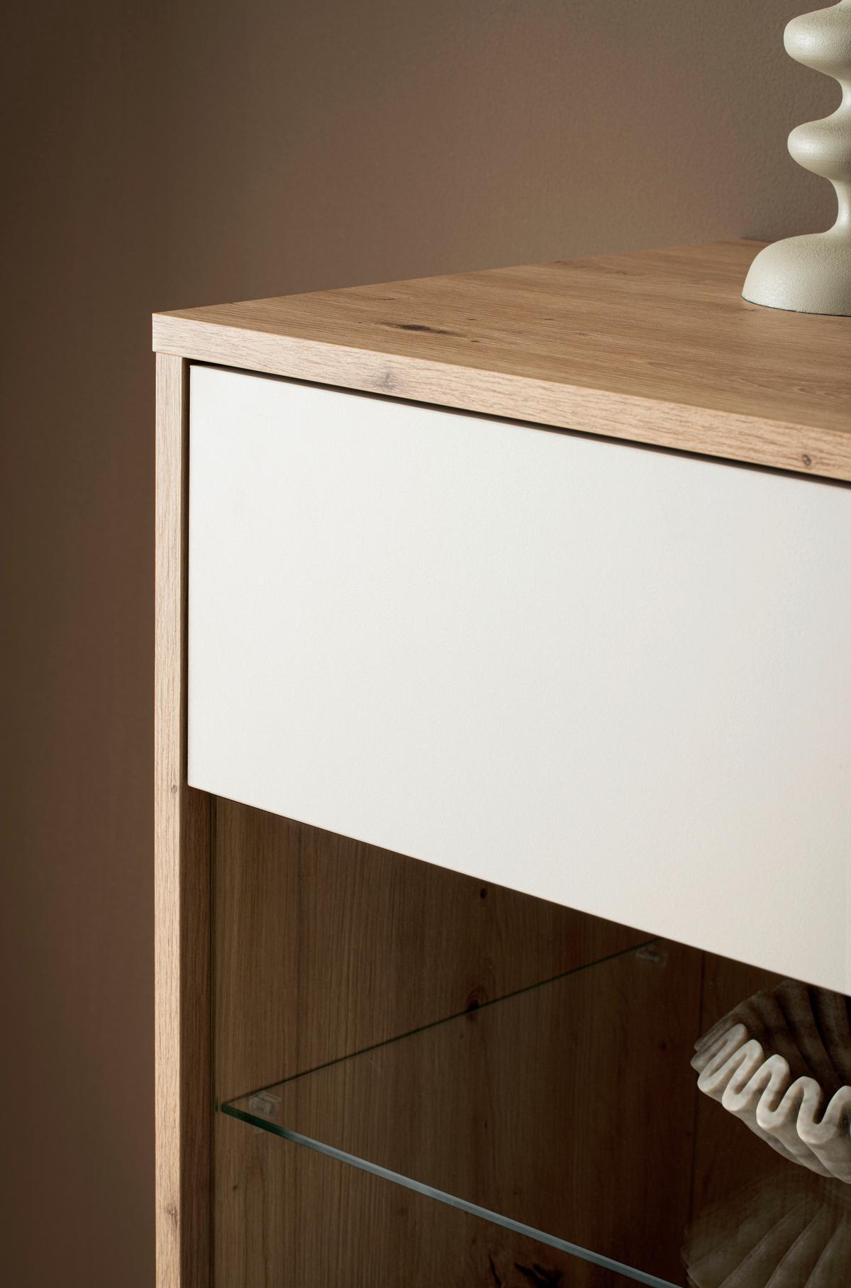 Highboard Sonora Kashmir/Eiche B: 164cm - Kaschmir/Eiche Artisan, Design, Glas/Holzwerkstoff (164/138/40cm) - MID.YOU