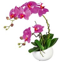 Kunstpflanze Orchideen Pink, Topf: Weiß, H: 42 cm - Pink/Weiß, Design, Keramik/Kunststoff (42cm) - P & B