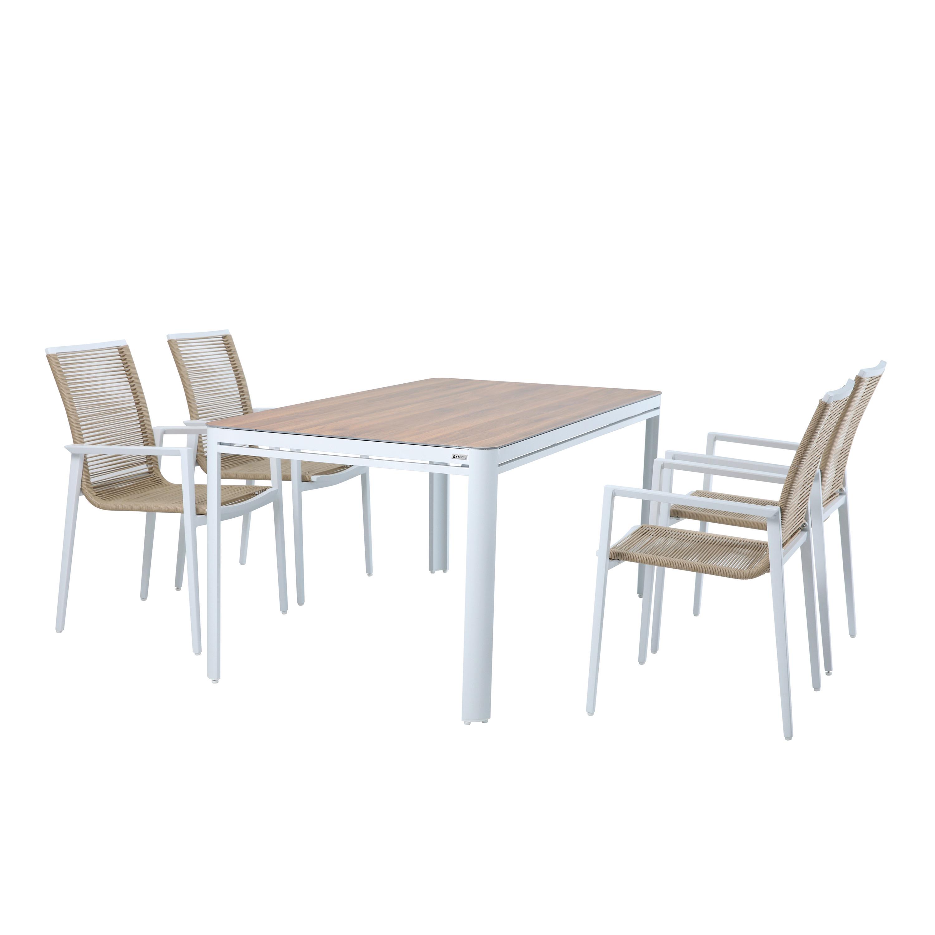 GARTENSET ZORA 5TLG - Weiß/Teakfarben, MODERN, Metall (160/90/74cm) - Ambia Garden