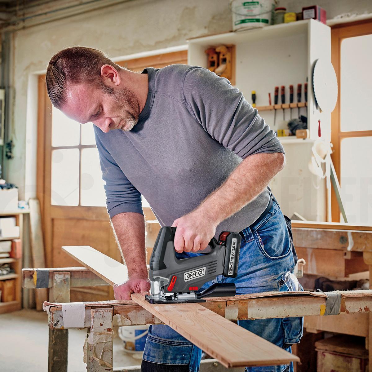 Akku-Stichsäge Kraftixx Kx-Ss 18 V in Schwarz/Dunkelgrau - Dunkelgrau/Schwarz, Basics, Kunststoff (21/25/8,5cm)