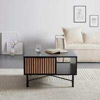 KONFERENČNÍ STOLEK MADRID - černá/přírodní barvy, Moderní, kov/dřevo (70/70/43cm) - Mömax