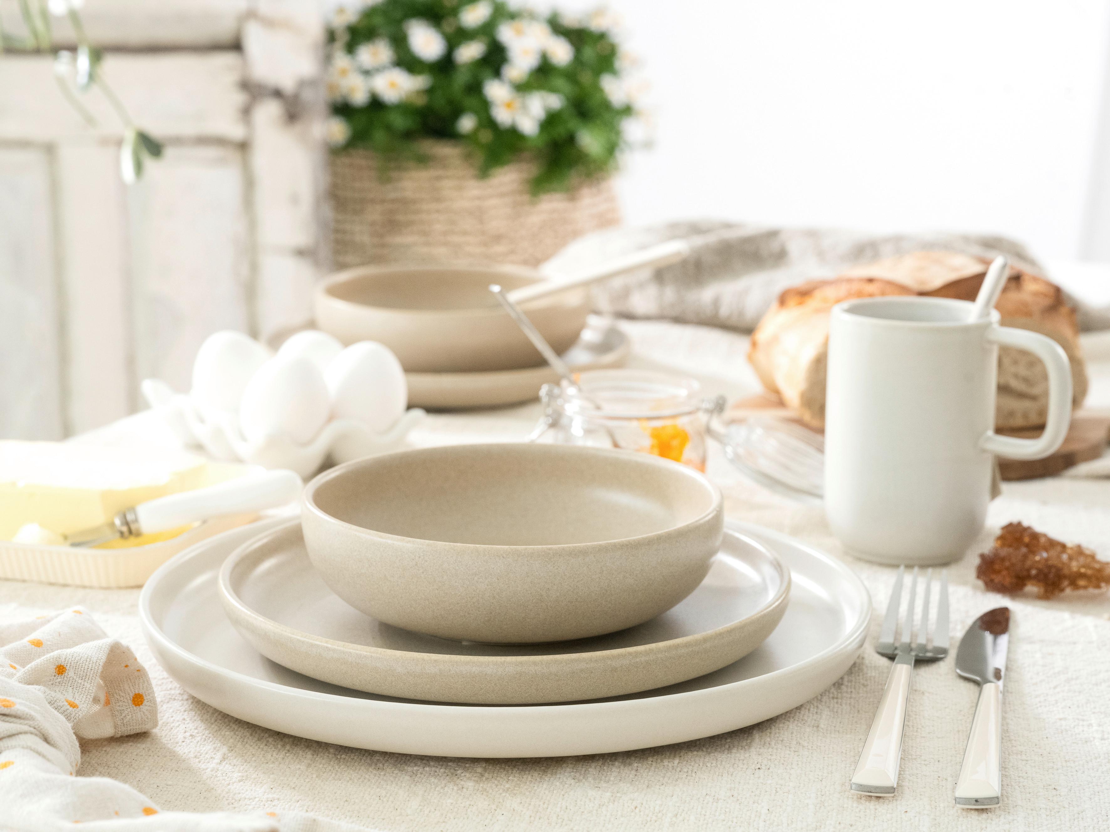 Kombiservice Uno Toscana Steinzeug, 4 Pers., 16-Teilig - Beige/Creme, Basics, Keramik - Creatable
