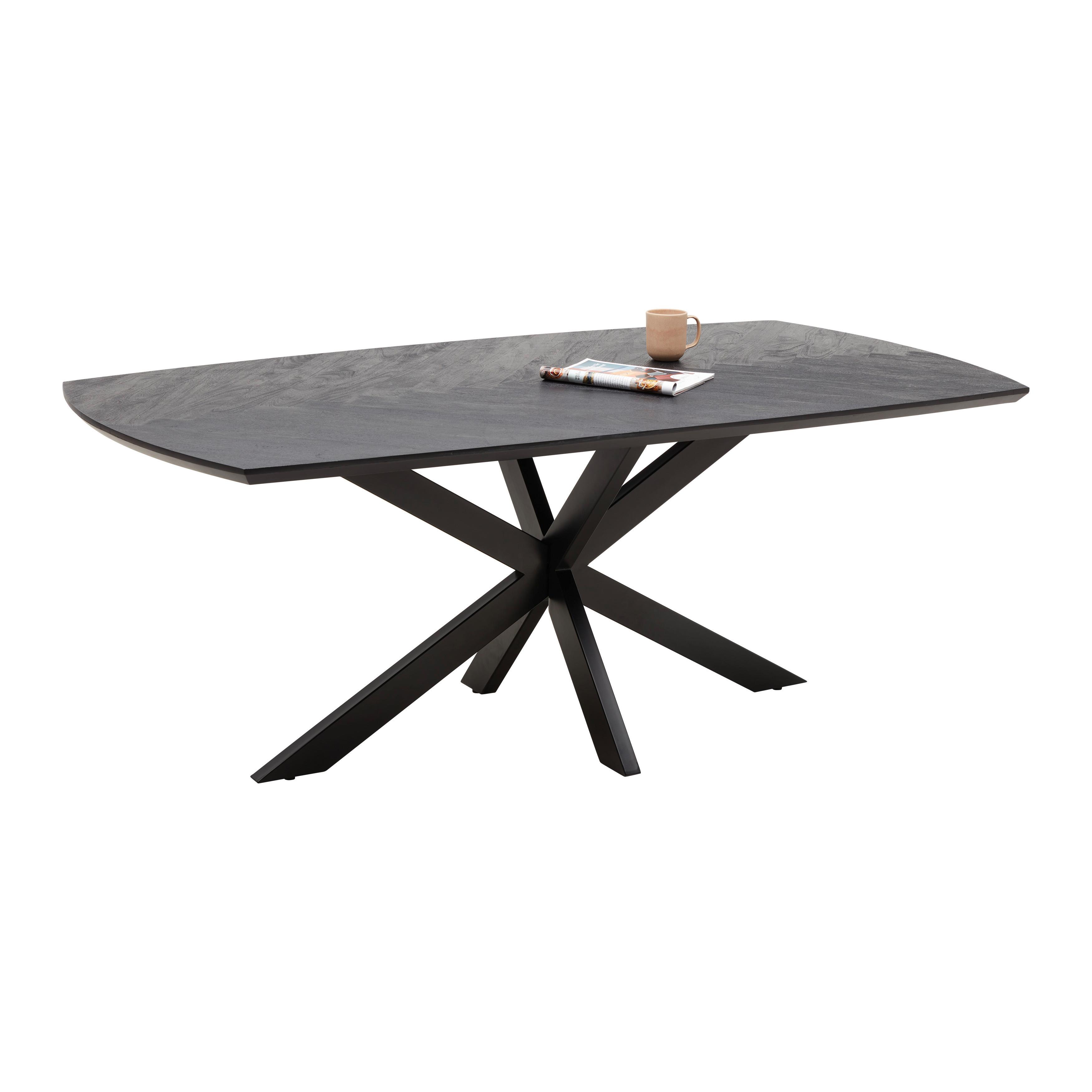 Jedálenský stôl dyha PUEBLO 180 - čierna/antracitová, Modern, kov/drevo (180/76/90cm) - Premium Living