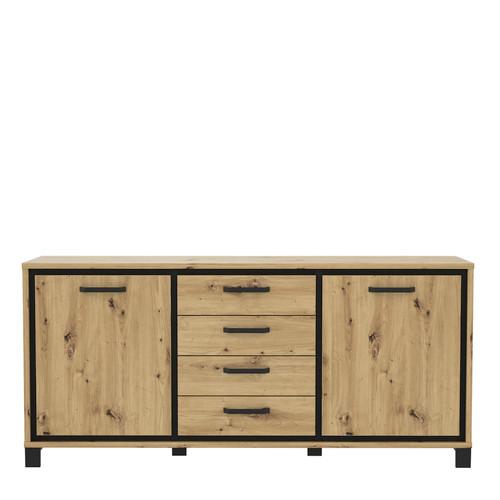 Sideboard B: 178 cm Trondheim, Eiche Dekor/Schwarz - Eichefarben/Schwarz, Basics, Holzwerkstoff/Kunststoff (178.4/81.3/41.5cm)