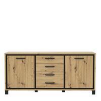 Sideboard B: 178 cm Trondheim, Eiche Dekor/Schwarz - Eichefarben/Schwarz, Basics, Holzwerkstoff/Kunststoff (178.4cm) - Livetastic