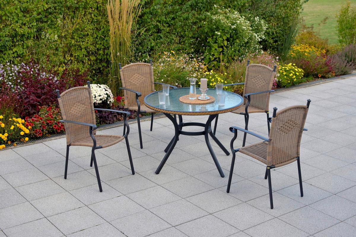 Gartenset Roma - Graphitfarben/Naturfarben, MODERN, Kunststoff/Metall - Gardenson