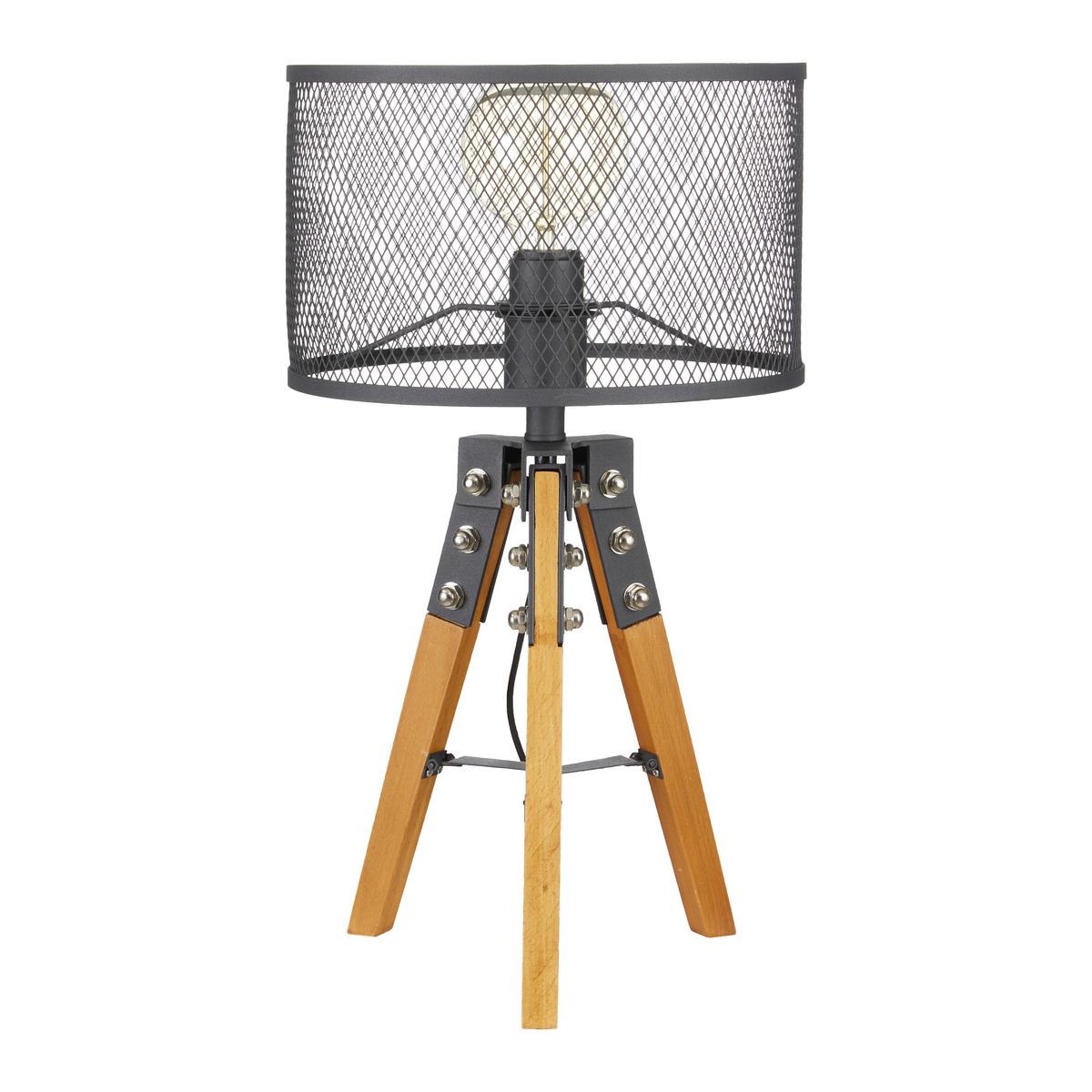 Stolní lampa SERAPHINA max. 40 Watt - černá, Moderní, kov/dřevo (30/50cm) - Bessagi Home