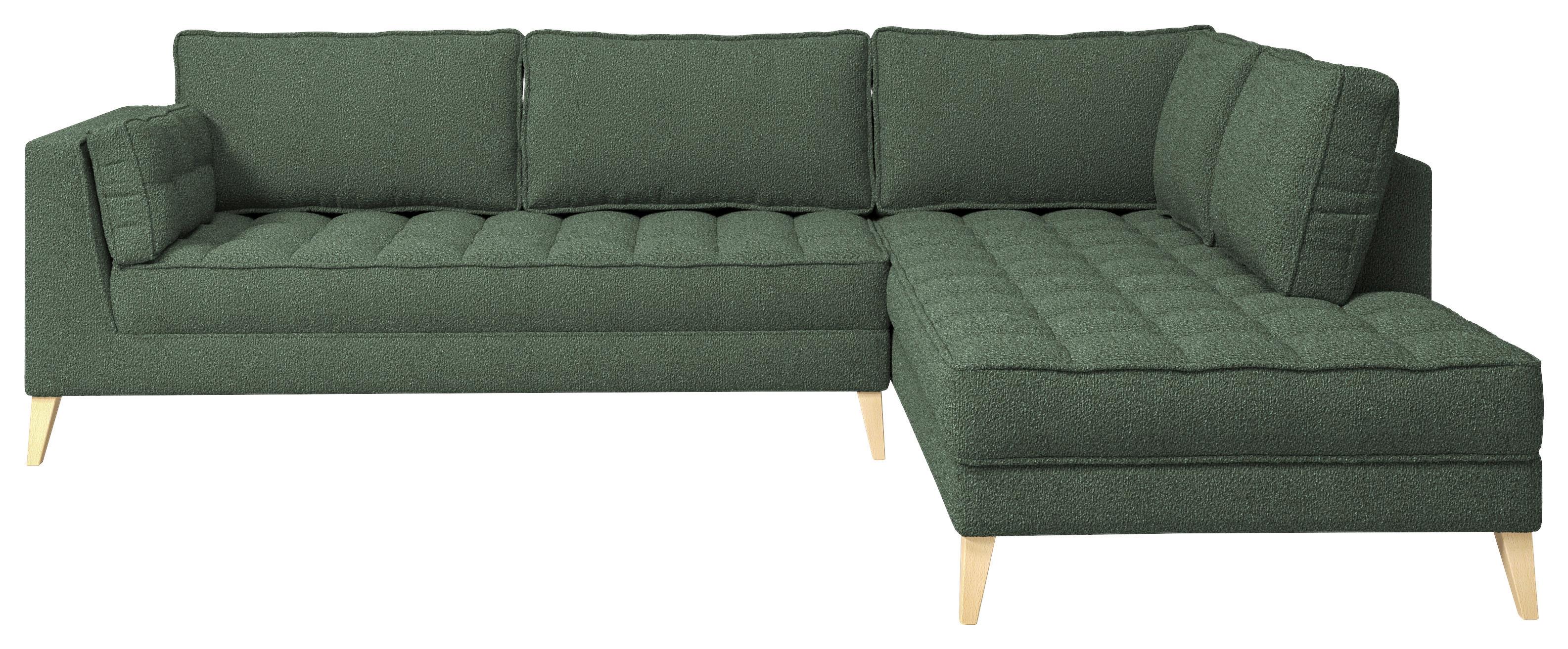 Ecksofa Doti - Dunkelgrün/Naturfarben, Design, Textil (310/204cm) - MID.YOU