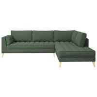 Ecksofa Doti - Dunkelgrün/Naturfarben, Design, Textil (310/204cm) - MID.YOU