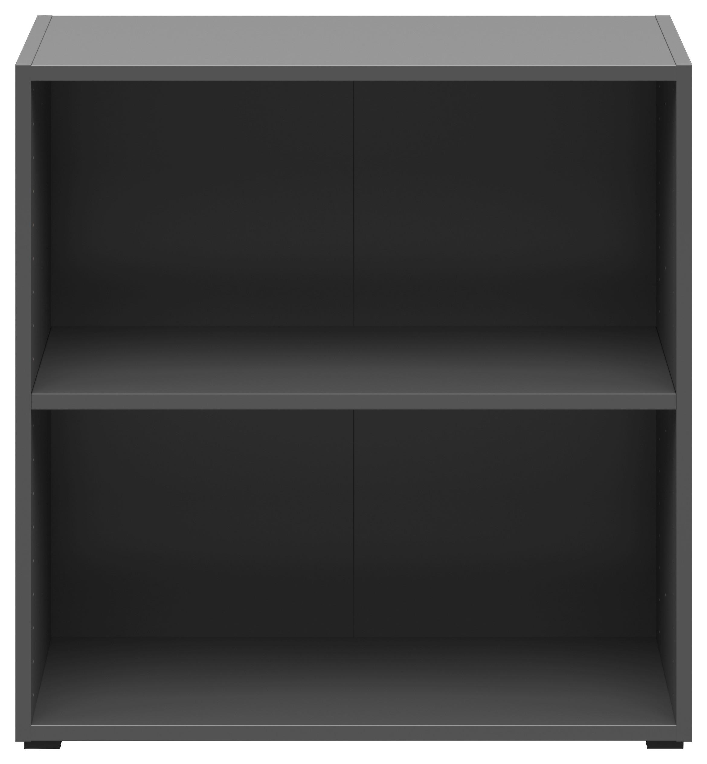 Regal 2 Fächer, B: 64 cm Sixty-Four ,graphitfarben - Schwarz/Graphitfarben, Trend, Holzwerkstoff (64/64/33cm)